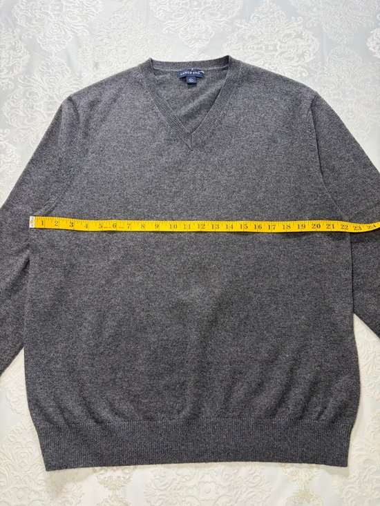 Lands End 100% Cashmere Vneck Sweater Grey Size Large - Picture 8 of 8